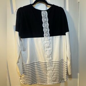 Black and White Womens Long sleeve Shirt